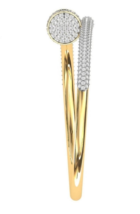 14K Solid Yellow Gold with Diamond Nail Bangle